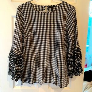 J Crew gingham top with embroidery detail Sz TM